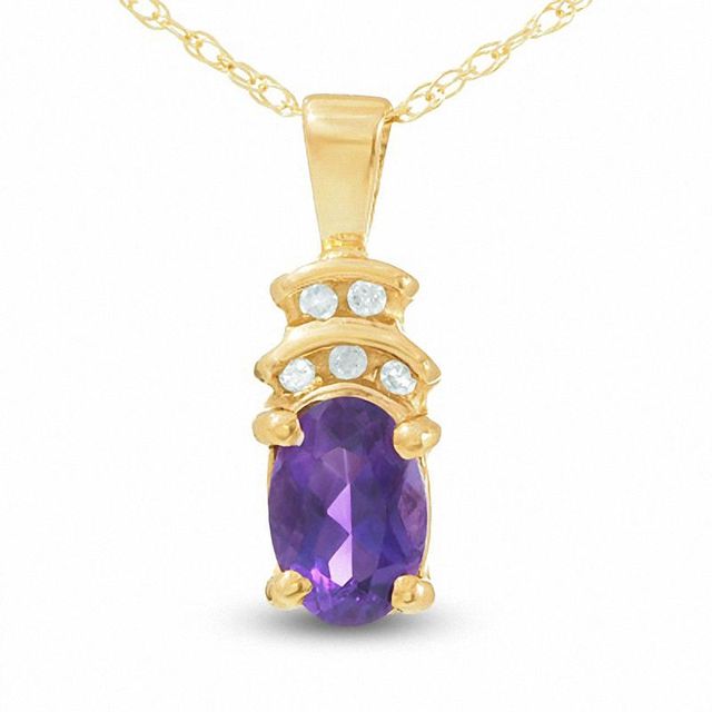10K Gold Amethyst Crown Pendant with Diamond Accents|Peoples Jewellers