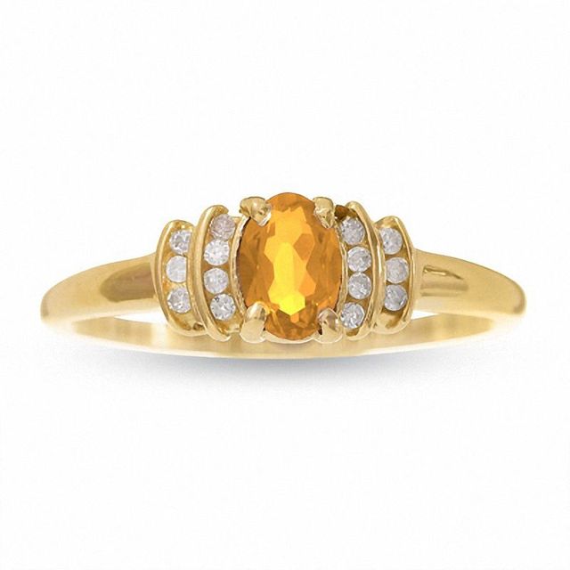 10K Gold Citrine Crown Ring with Diamond Accents|Peoples Jewellers