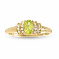 10K Gold Peridot Crown Ring with Diamond Accents|Peoples Jewellers