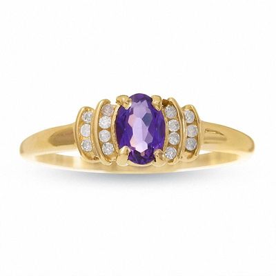 10K Gold Amethyst Crown Ring with Diamond Accents|Peoples Jewellers