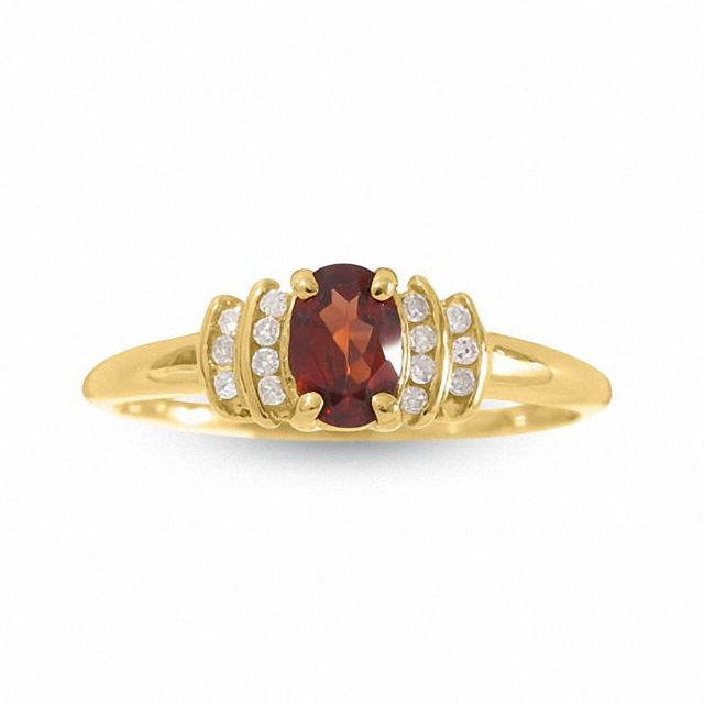 10K Gold Garnet Crown Ring with Diamond Accents|Peoples Jewellers