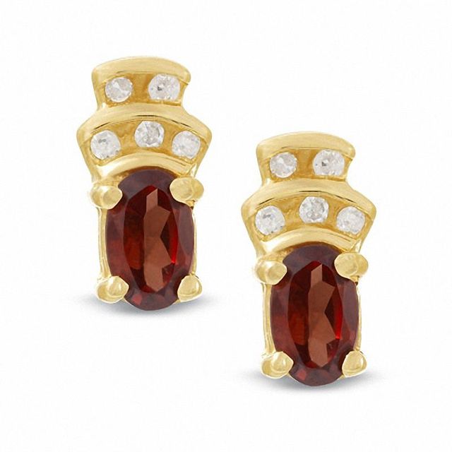 Garnet Crown Earrings in 10K Gold with Diamond Accents|Peoples Jewellers