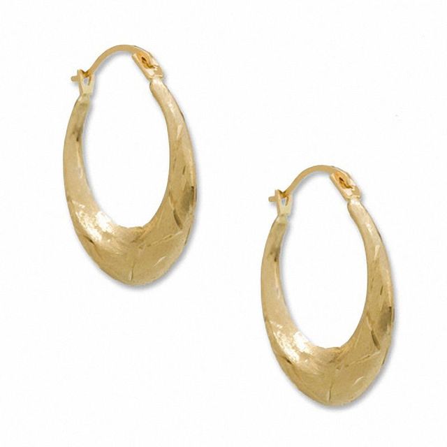 14K Gold Knife Edge Hoop Earrings