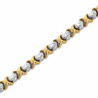 X and Heart Stampato Bracelet in 10K Two-Tone Gold|Peoples Jewellers