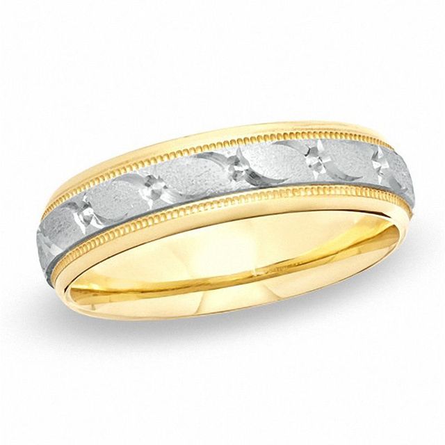 Men's 6.0mm Windmill Wedding Band in 14K Two-Tone Gold - Size 10|Peoples Jewellers