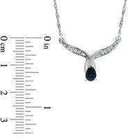 Pear-Shaped Blue Sapphire and Diamond Accent Wing Pendant in 10K White Gold - 16"|Peoples Jewellers