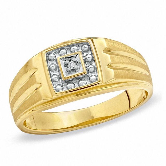 Men's Diamond Accent Square Ring in 10K Gold|Peoples Jewellers