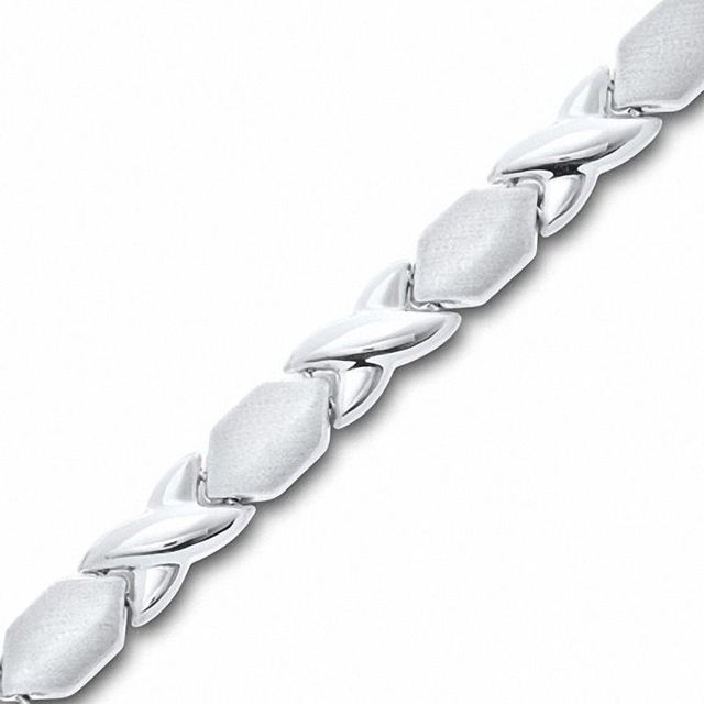 10K White Gold "X" and "O" Stampato Bracelet|Peoples Jewellers