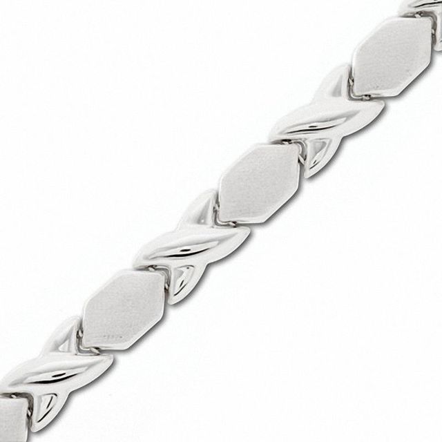 10K White Gold "X" and "O" Stampato Bracelet