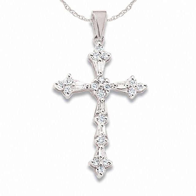 0.50 CT. T.W. Diamond Miracle Cross Pendant in 10K White Gold