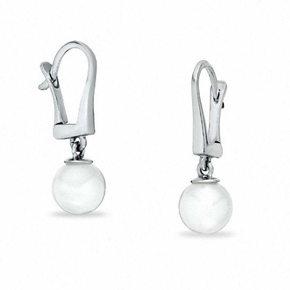 Akoya Cultured Pearl Leverback Earrings in 14K White Gold|Peoples Jewellers