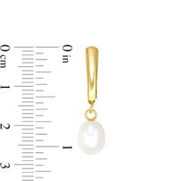 7.0-8.0mm Baroque Freshwater Cultured Pearl Drop Earrings in 14K Gold|Peoples Jewellers