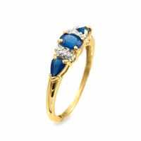 Oval Blue Sapphire Ring in 10K Gold with Diamond Accents|Peoples Jewellers