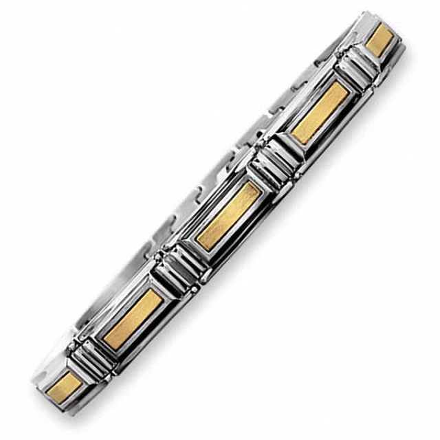 Men's 10K Gold and Stainless Steel Bracelet