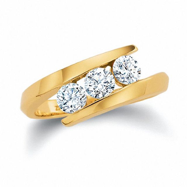1.00 CT. T.W. Diamond Three Stone Bypass Ring in 14K Gold|Peoples Jewellers