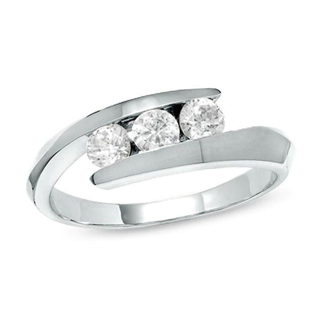 0.50 CT. T.W. Diamond Past Present Future® Bypass Ring in 14K White Gold|Peoples Jewellers