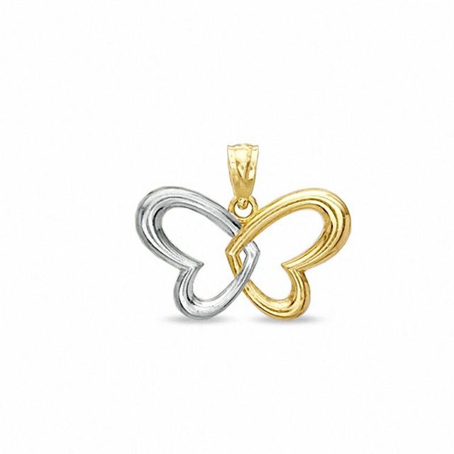 Double Heart Butterfly Charm in 10K Two-Tone Gold|Peoples Jewellers