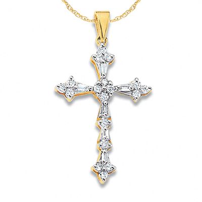 0.10 CT. T.W. Diamond Miracle Cross Pendant in 10K Gold|Peoples Jewellers