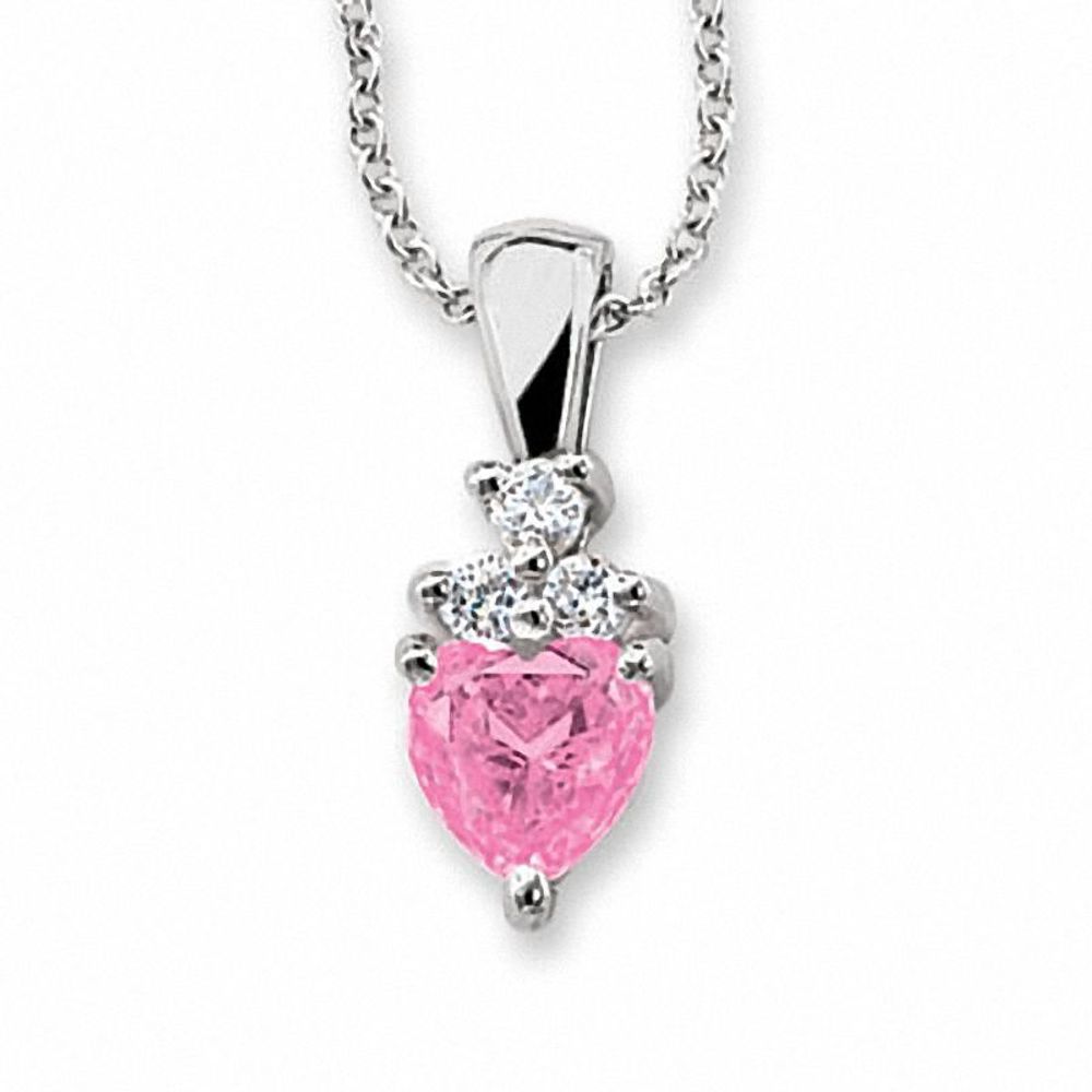 Pink Sapphire and Diamond Heart Pendant in 14K White Gold|Peoples Jewellers