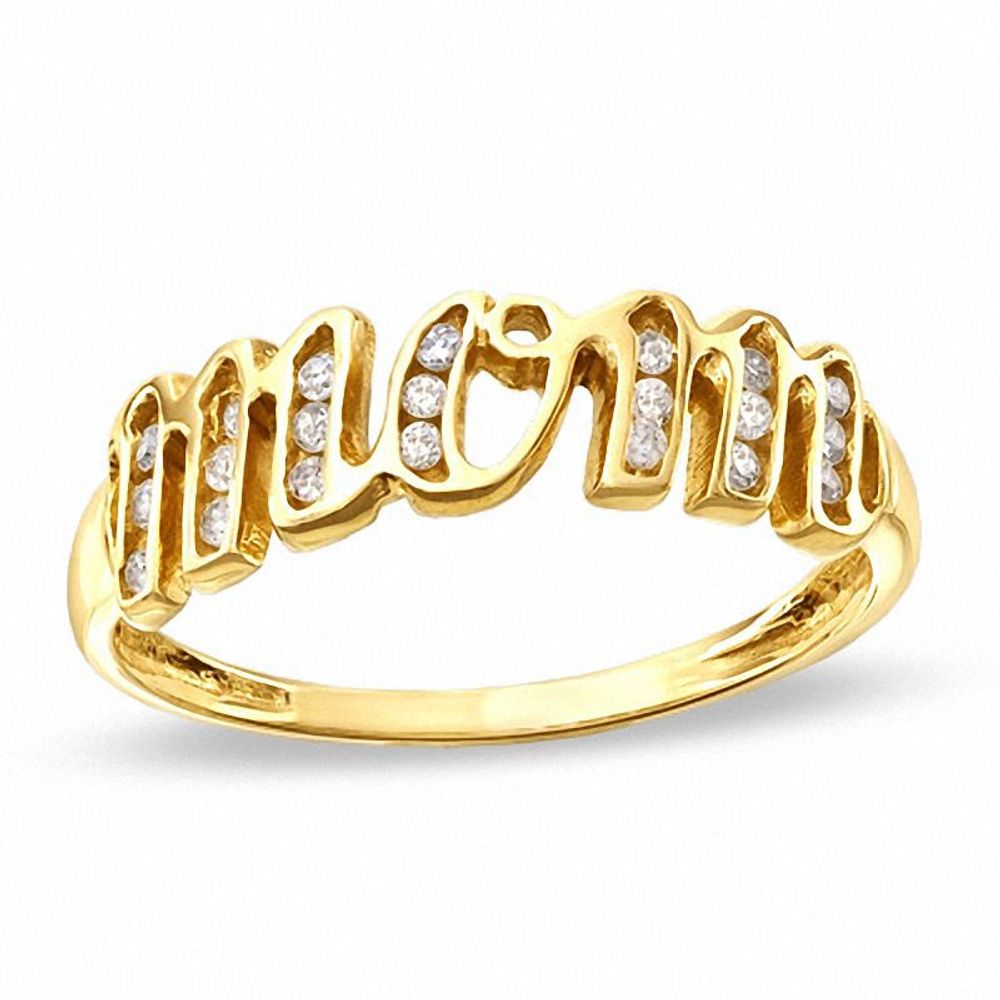 0.12 CT. T.W. Diamond Script Mom Ring in 10K Gold|Peoples Jewellers