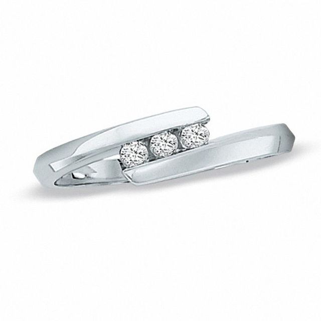 0.12 CT. T.W. Diamond Bypass Ring in 10K White Gold|Peoples Jewellers