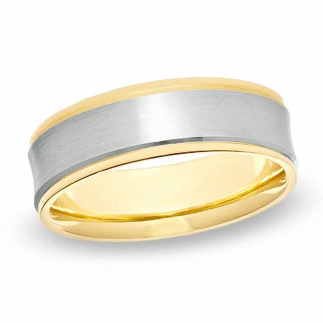 Men's 7.0mm Concave Wedding Band in 14K Two-Tone Gold - Size 10|Peoples Jewellers