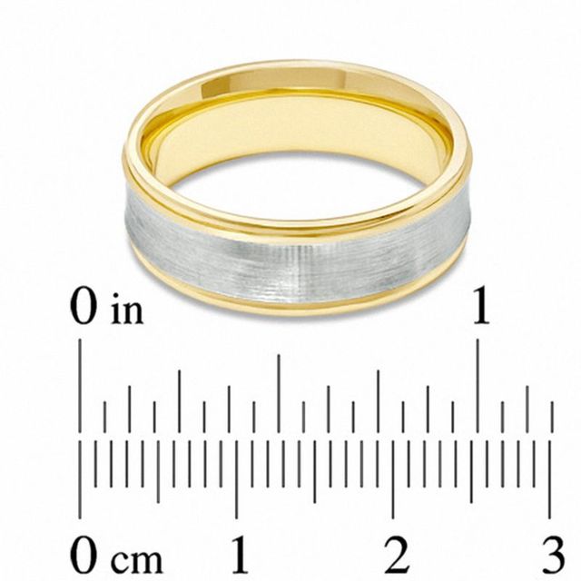 Men's 7.0mm Concave Wedding Band in 14K Two-Tone Gold - Size 10|Peoples Jewellers