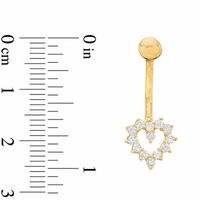 014 Gauge Heart Belly Button Ring with Cubic Zirconia in 14K Gold|Peoples Jewellers