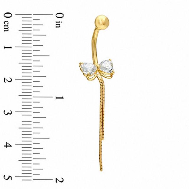 Butterfly with Tail Belly Button Ring with Cubic Zirconia in 14K Gold|Peoples Jewellers