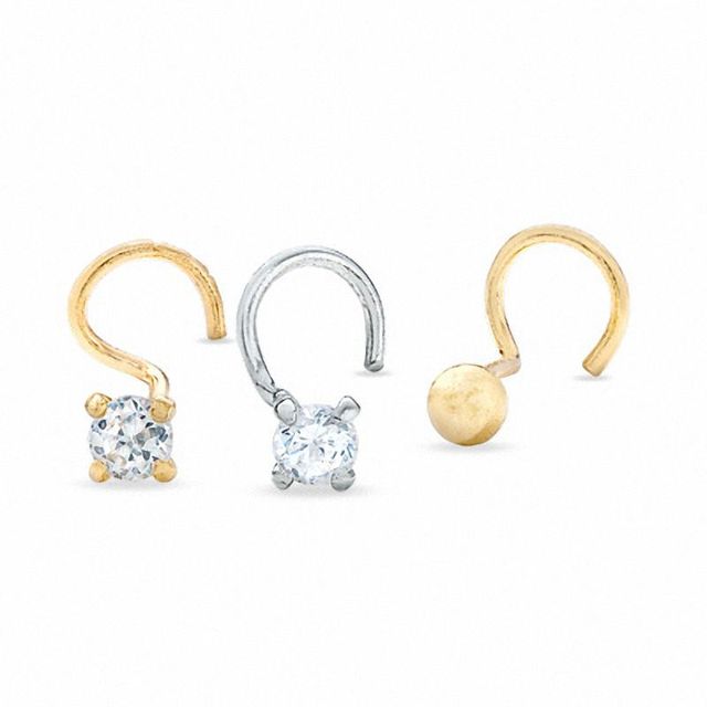 14K Gold Cubic Zirconia Nose Stud Set|Peoples Jewellers