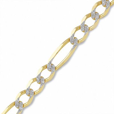 10K Two-Tone Gold Pavé Figaro Chain Anklet|Peoples Jewellers