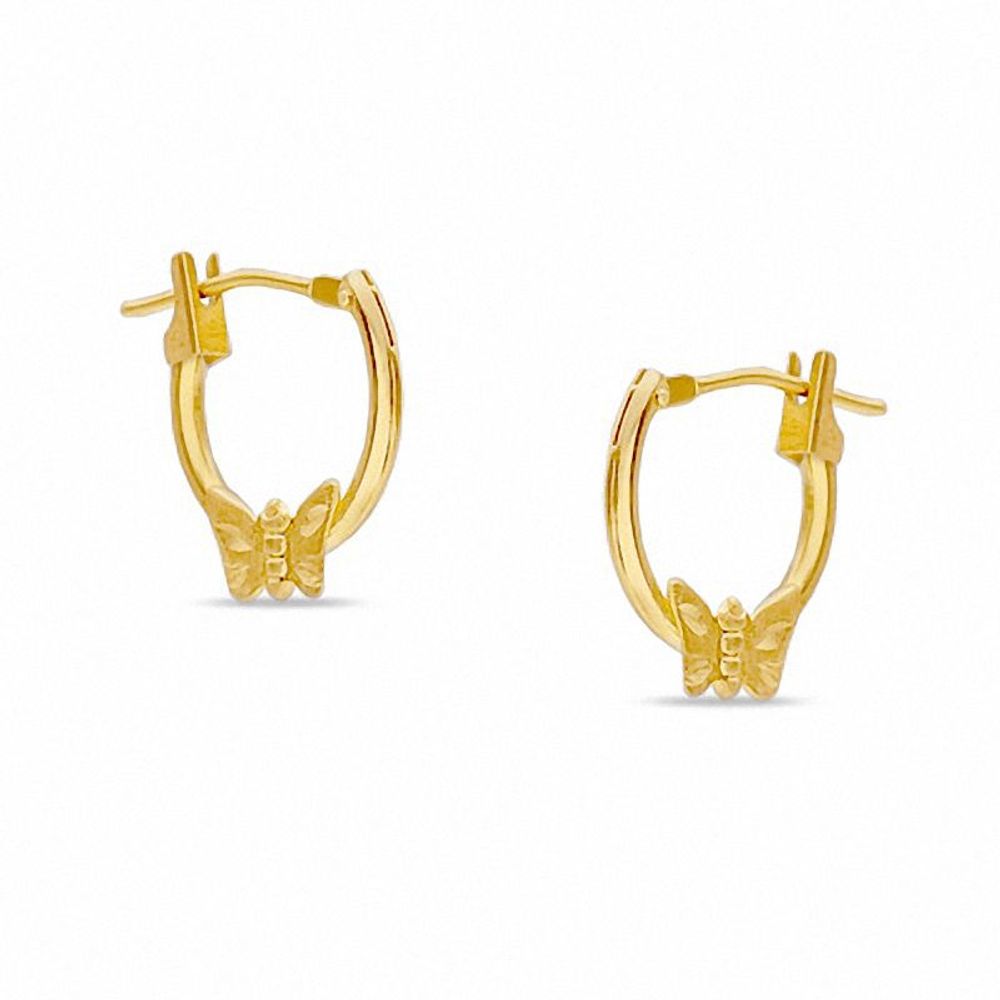 14K Gold Hoop Earrings with Butterfly|Peoples Jewellers