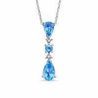 Pear-Shaped Blue Topaz and Diamond Accent Pendant in 10K White Gold|Peoples Jewellers