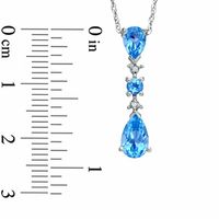 Pear-Shaped Blue Topaz and Diamond Accent Pendant in 10K White Gold|Peoples Jewellers