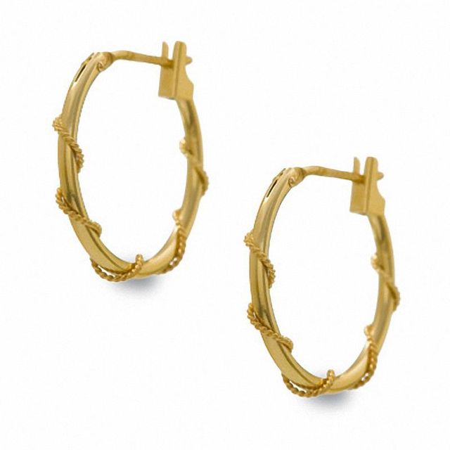 14K Gold 16mm Rope Twist Hoop Earrings|Peoples Jewellers