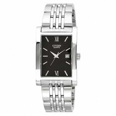 Men's Citizen Stainless Steel Watch with Rectangular Black Dial (Model: BH1370-51E)|Peoples Jewellers