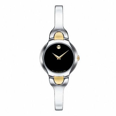 Ladies' Movado Kara™ Black Dial Two-Tone Bangle Watch (Model: 0605248)|Peoples Jewellers