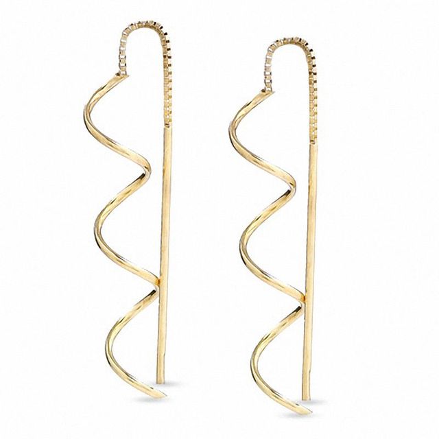 14K Gold Wavy Stick Threader Earrings|Peoples Jewellers