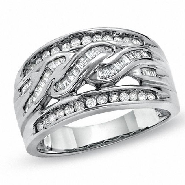 0.49 CT. T.W. Diamond Swirl Band in 10K White Gold