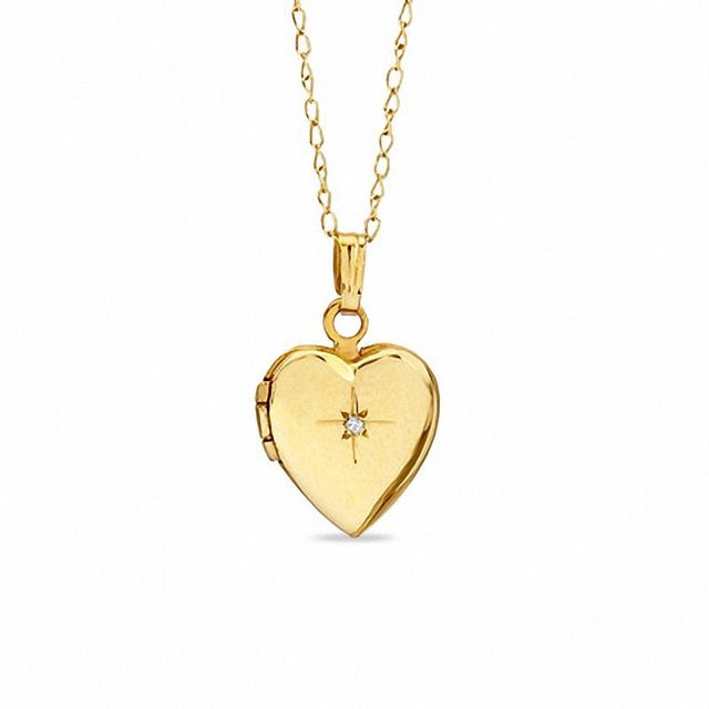 Child's Diamond Accent Locket in 10K Gold - 13"|Peoples Jewellers