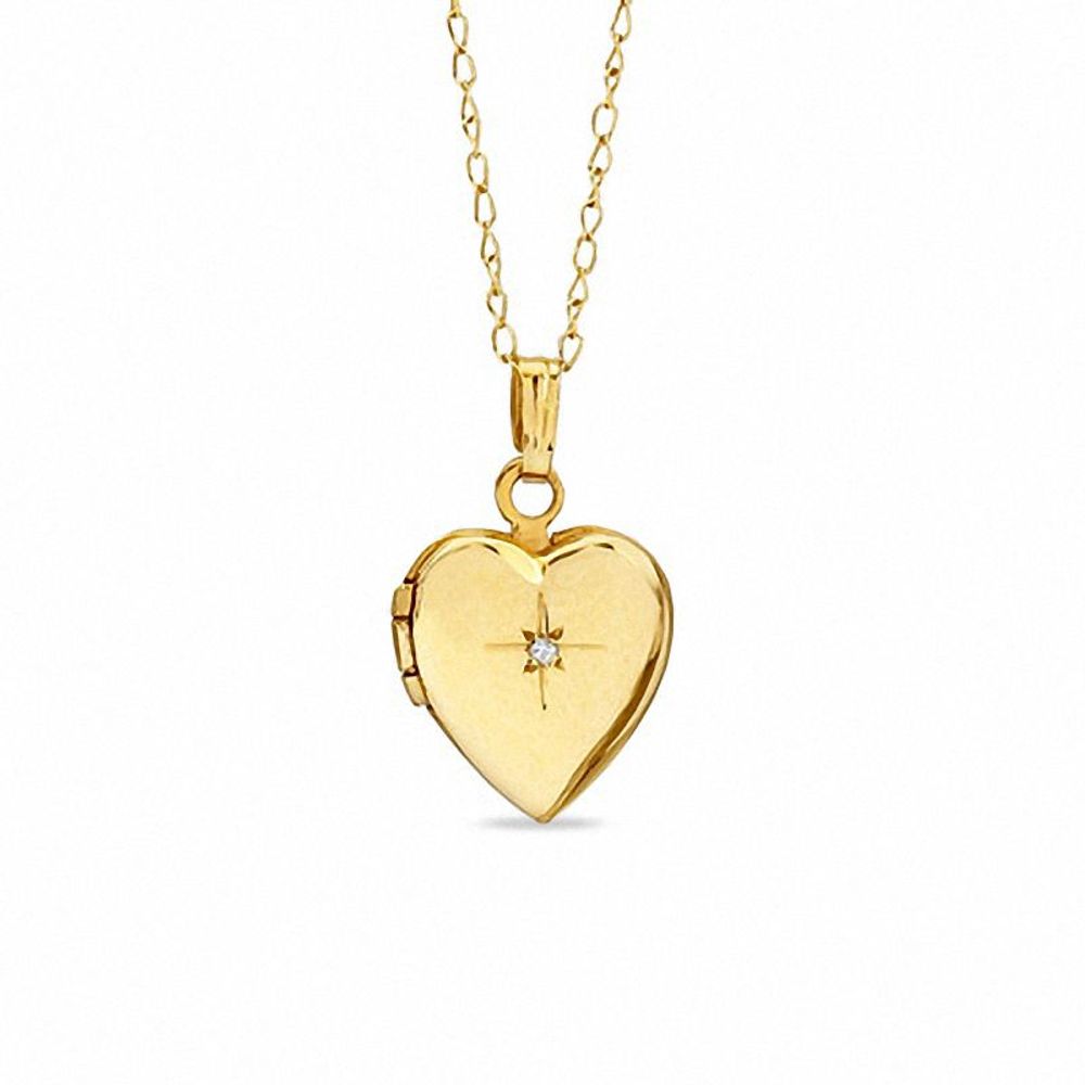 Child's Diamond Accent Locket in 10K Gold - 13"|Peoples Jewellers