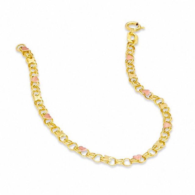 Child's Heart and "X" Bracelet in 10K Two-Tone Gold - 5.5"|Peoples Jewellers