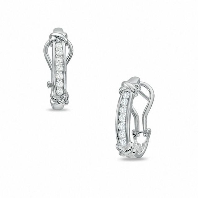 0.25 CT. T.W. Diamond Channel X Hoop Earrings in 10K White Gold|Peoples Jewellers