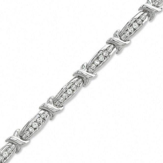 Peoples 1.00 CT. T.W. Diamond Channel X Bracelet in 10K White Gold, Peoples  Jewellers