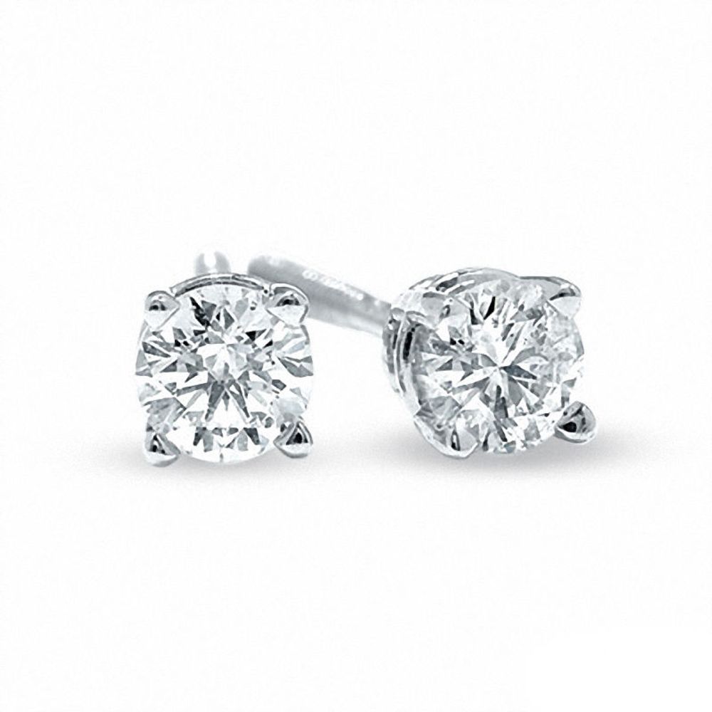 Celebration Canadian Lux® 0.35 CT. T.W. Certified Diamond Solitaire Earrings in 18K White Gold (I/SI2)|Peoples Jewellers