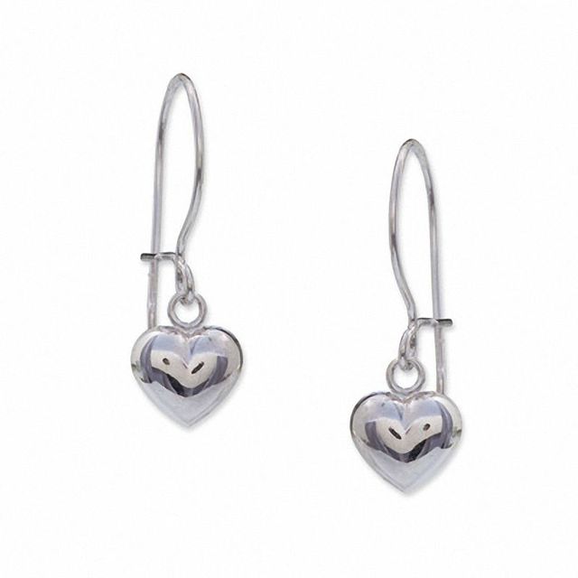 14K Gold Heart Dangle Earrings