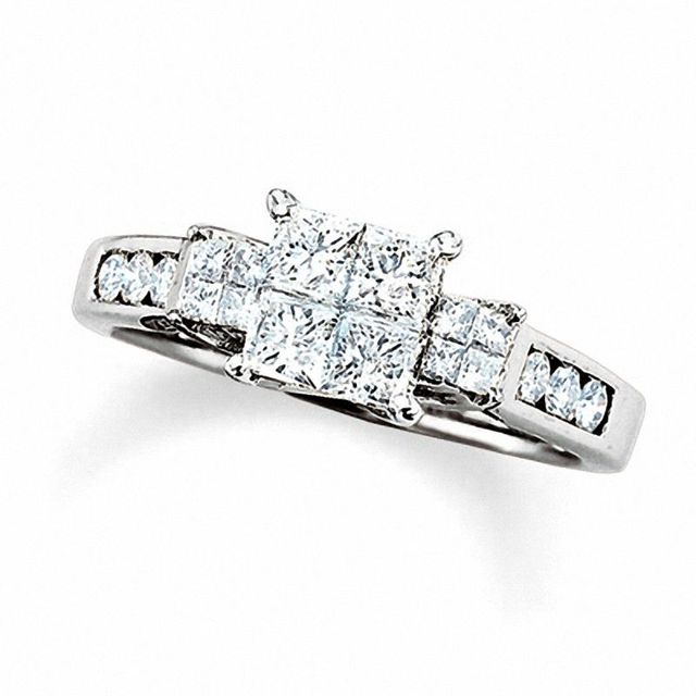 1.00 CT. T.W. Quad Princess-Cut Diamond Three Stone Ring in 14K White Gold|Peoples Jewellers