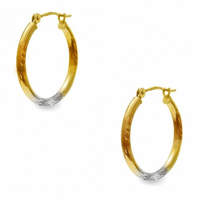 14K Tri-Tone Gold 18mm Hoop Earrings