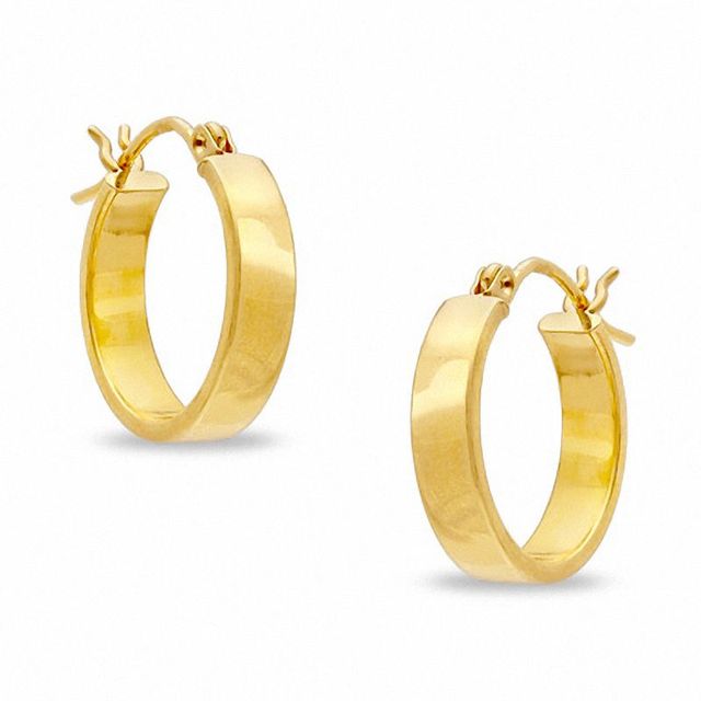 14K Gold Small Wedding Band Hoop Earrings