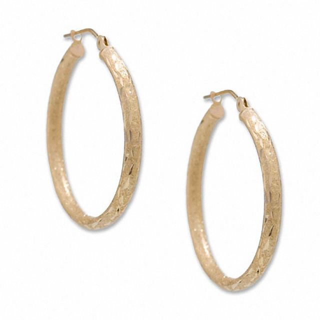 14K Gold 30mm Laser Hoop Earrings